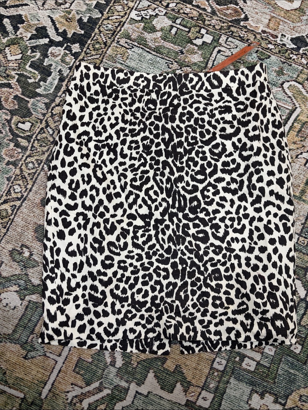 J. Crew Black and White Printed Skirt with Subtle Texture